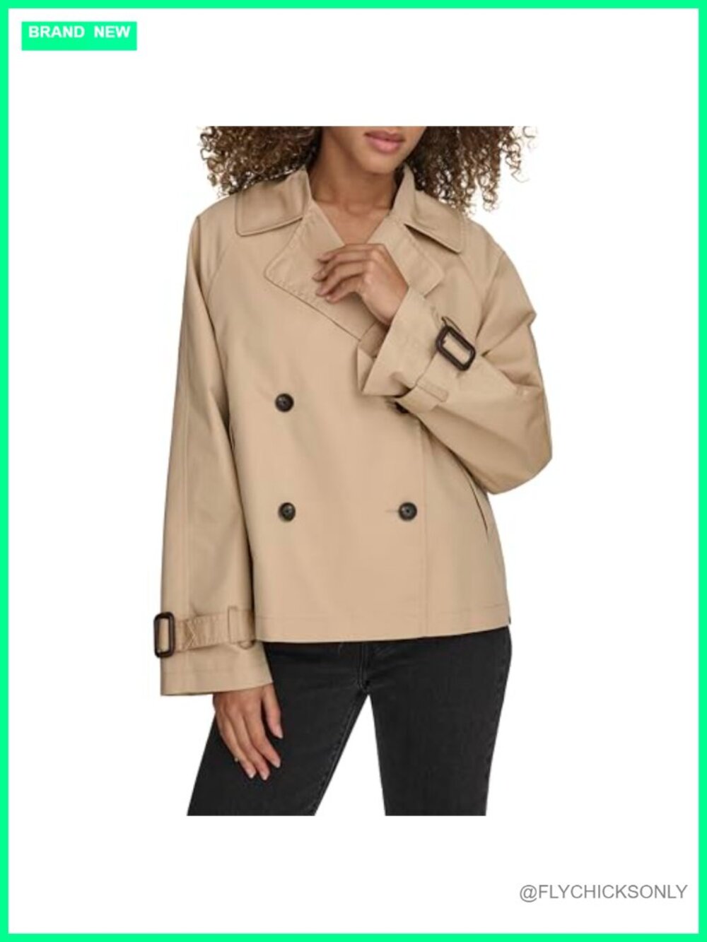 Short Double Breasted Trench Coat Button Front Lightweight